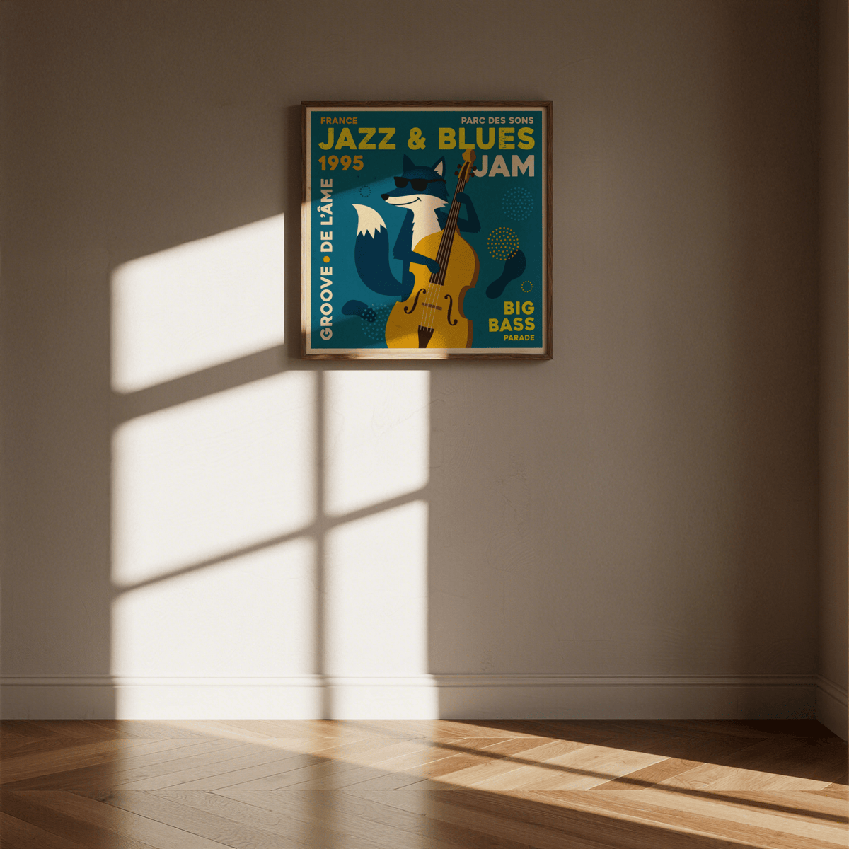 Jazz Blues Art Print featuring Yellow and White for bedroom art print