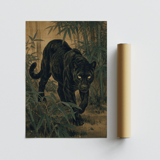 Bamboo Jungle Print art print with vibrant green leaves for reading nook