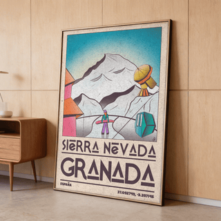 Ski gondola detail against clear sky on Sierra Nevada Art Print