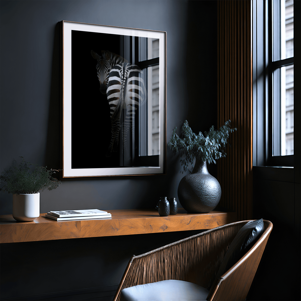 Zebra Art Print minimal animal poster with negative space