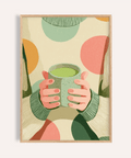 Cozy Matcha Art wall art in green and beige for living room decor