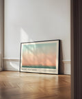 Peach and teal modern city wall decor