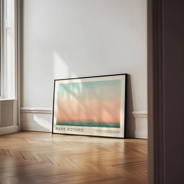 Artistic skyline wall pictures with abstract color transitions