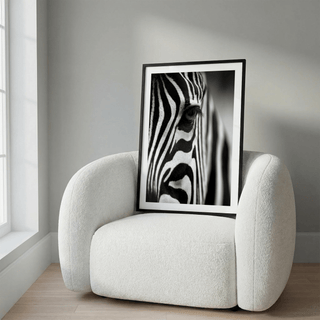 Wildlife Photography Poster showing detailed zebra eye and lashes