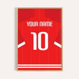 Maillot de football personnalisé - rayures fines rouges avec numéro blanc — wooden-frame main image