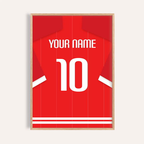Centered Nottingham Forest Football Shirt Poster with bold number 10 and YOUR NAME text