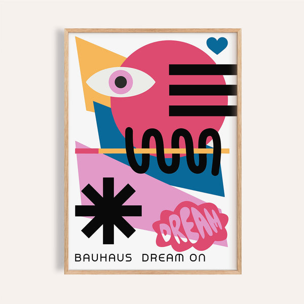 Maximalist wall art featuring bold Bauhaus geometric design