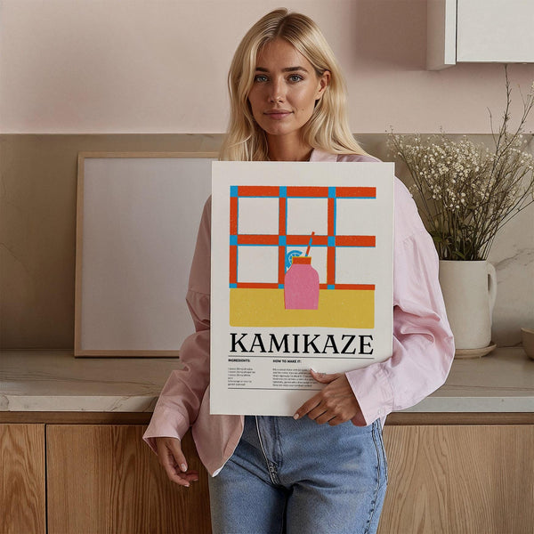 Wall art drink illustration with vodka, lime, and triple sec recipe

