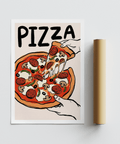 Pizza Art Print perfect for contemporary kitchen, red accents