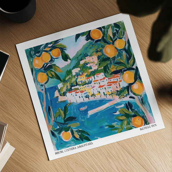 Expressive brushstrokes capture the charm of Italy in this Amalfi Wall Art print.