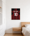 Centered jersey-back wall art showing YOUR NAME text above big 10 on striped shirt design