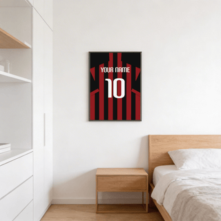 Centered jersey-back wall art showing YOUR NAME text above big 10 on striped shirt design