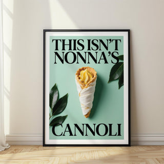 Italian Kitchen Art print with a modern cannoli on mint green background