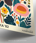 Spring Print wall art showing colorful wildflowers in retro illustration style
