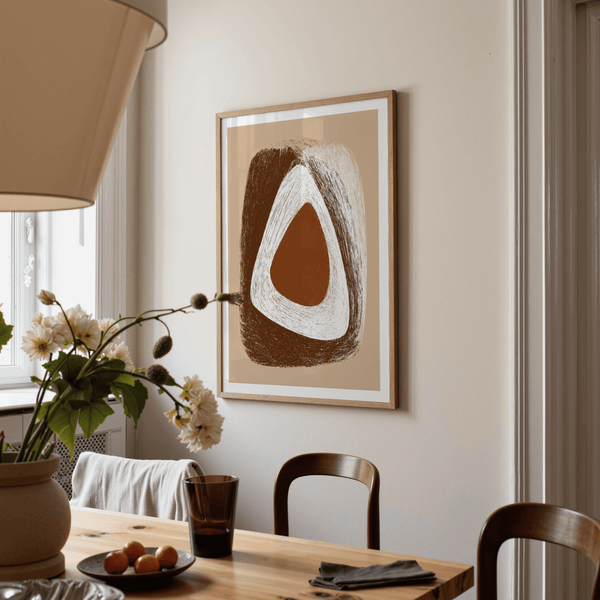 Contemporary abstract painting style print with hand-drawn layered contours