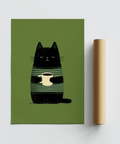 Grumpy Cat Wall Art poster, green background, kitchen accent