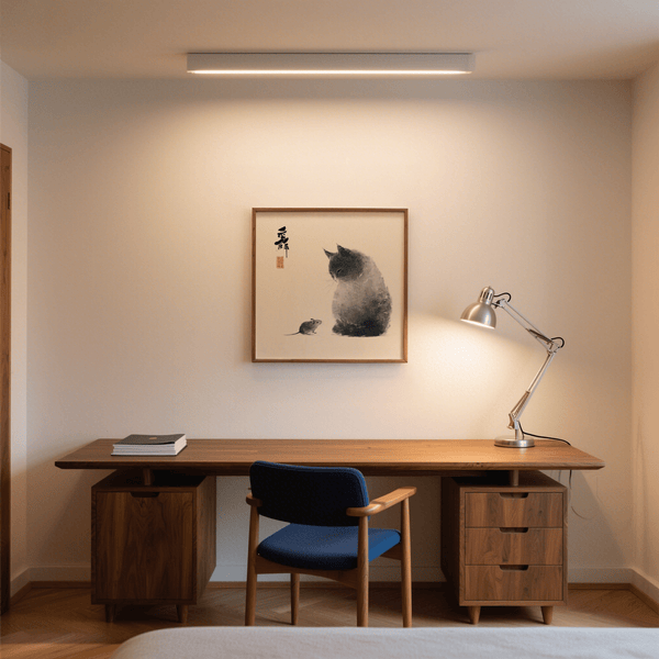 Chic Cat and Mouse gray and white print for dining room wall decoration