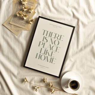 No place like home print Beige background Green lettering for entryway poster