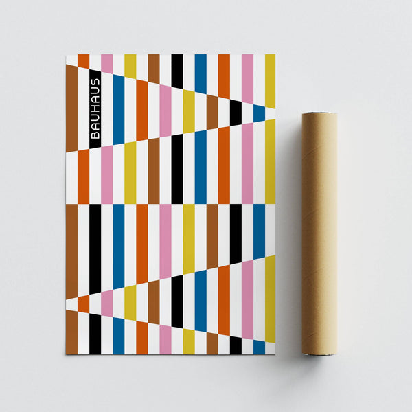 Colorful block print featuring vibrant abstract patterns