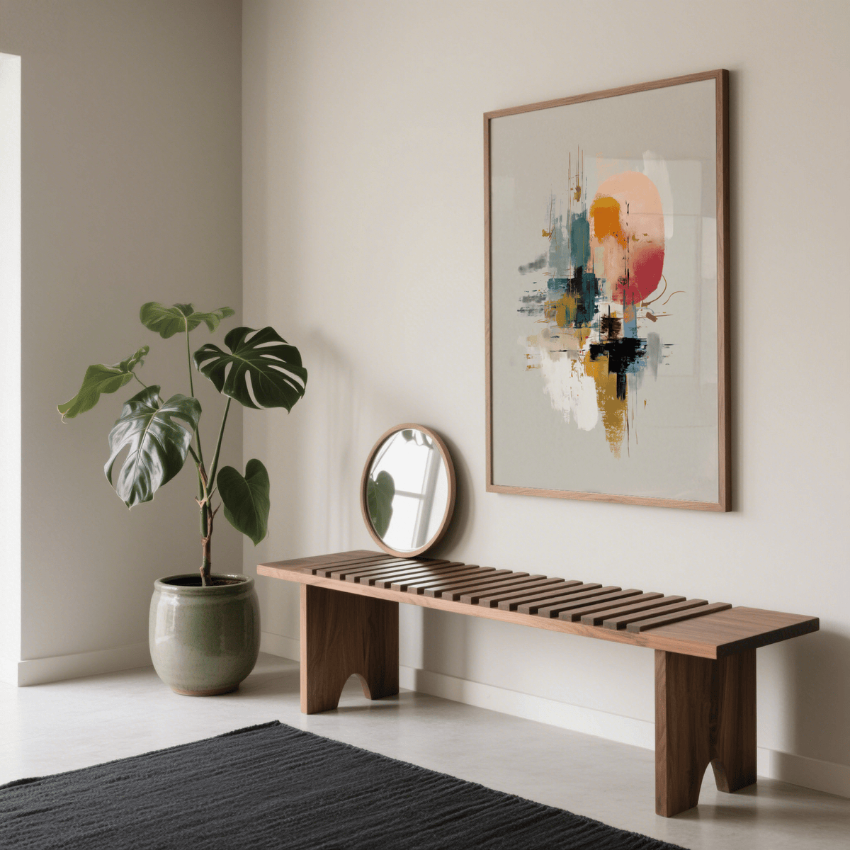 Colorful Poster Print in beige and gray for hallway modern poster
