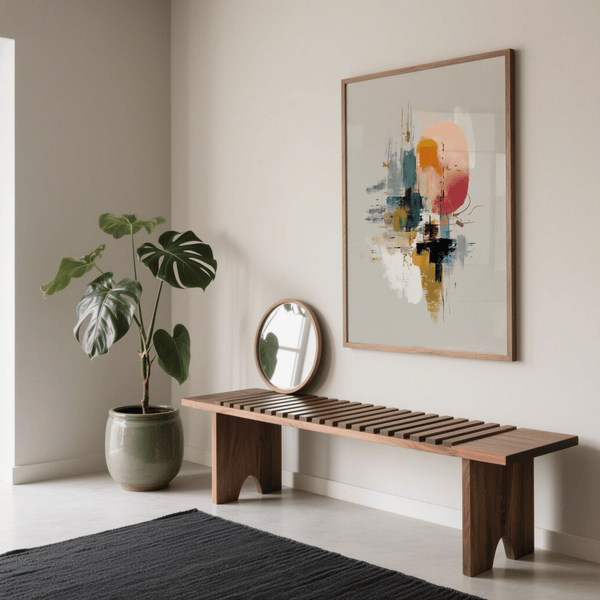 Colorful Poster Print in beige and gray for hallway modern poster