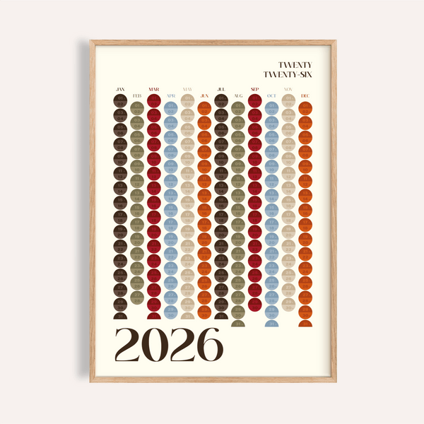 Big Calendar for Wall with multicolored circles, for office wall art print