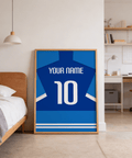 Graphic football shirt silhouette print for sports room styling