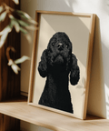 Detailed Black Poodle Wall Art in Black and Beige for kitchen, print