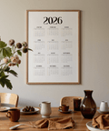 Modern Wall Calendar Print in black for dorm room wall art
