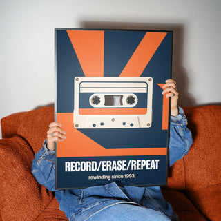 Nostalgic cassette tape wall art with creative motivational theme.