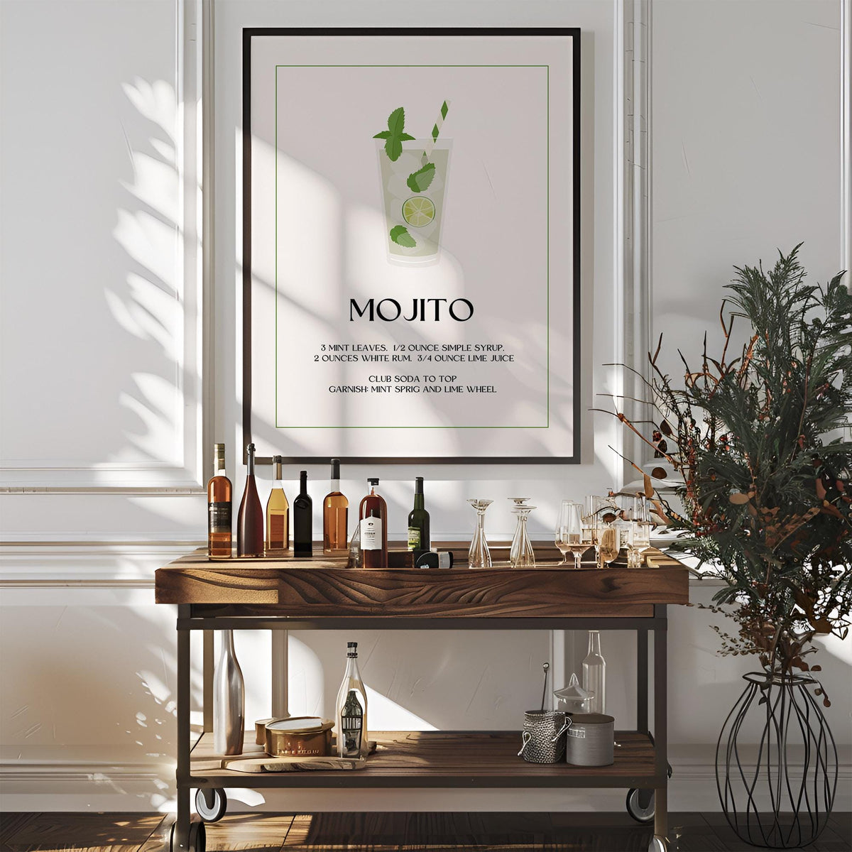 Fresh citrus drink illustration in bar pictures for wall series

