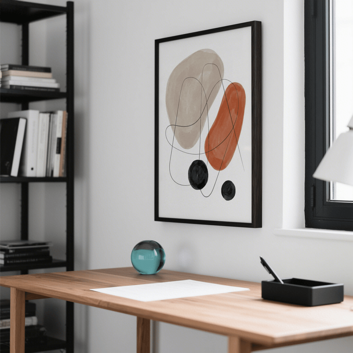 Abstract Shapes Art Print featuring Green and Yellow for hallway décor