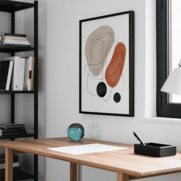 Abstract Shapes Art Print featuring Green and Yellow for hallway décor