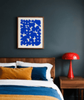 Modern Abstract Art poster, vibrant blue, perfect for entryways