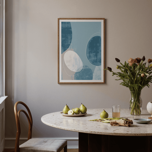 Contemporary Pattern Poster with layered ovals and thin outline accents