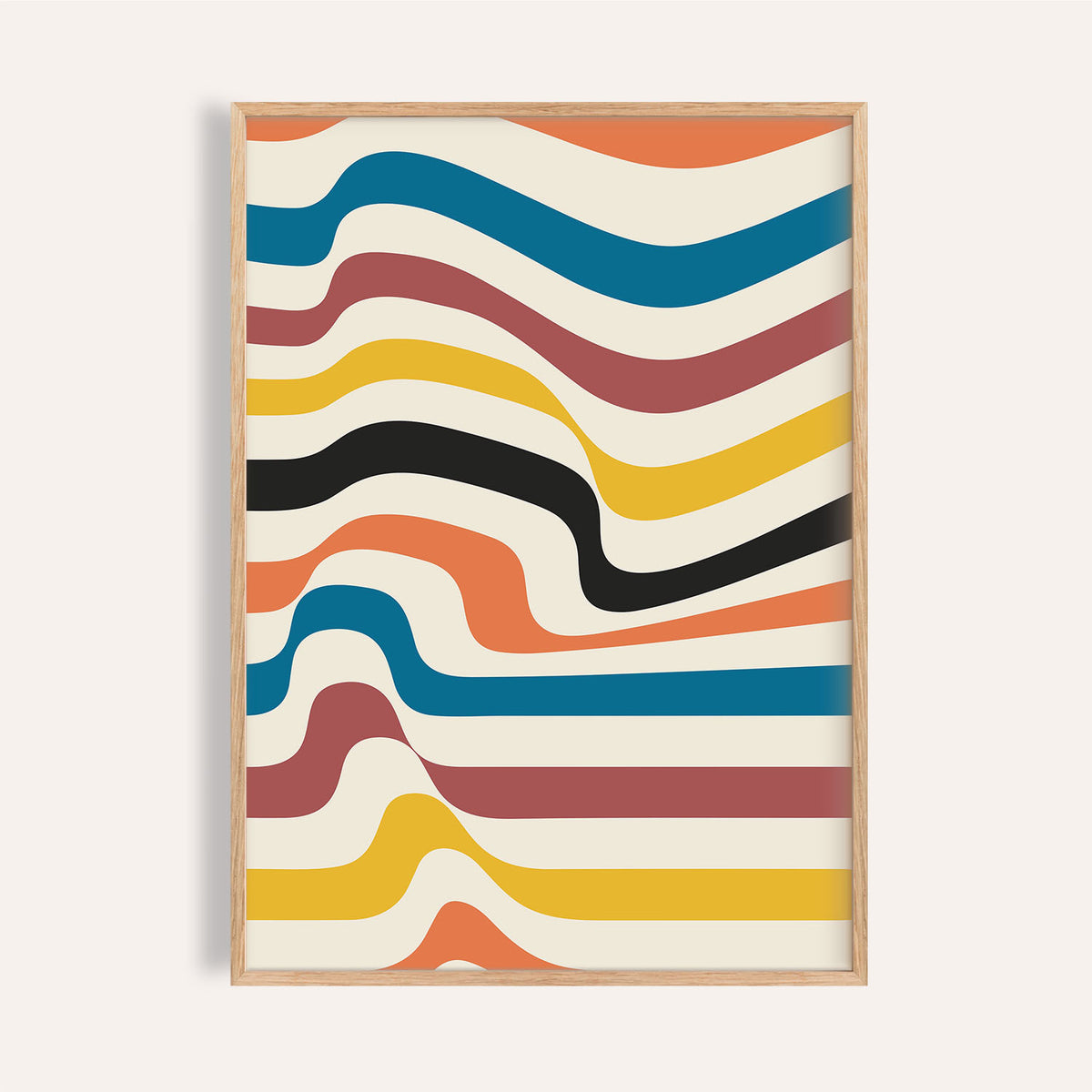 Abstract art work for wall featuring Bauhaus-inspired wavy geometric lines