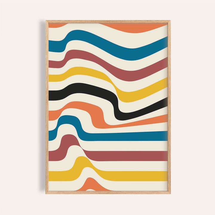 Abstract art work for wall featuring Bauhaus-inspired wavy geometric lines