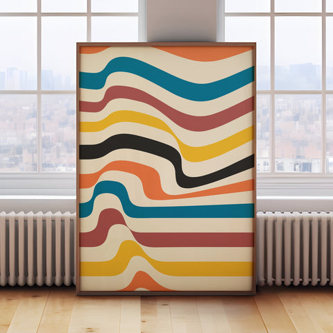 Bauhaus-inspired colourful abstract wall art, perfect for modern interiors