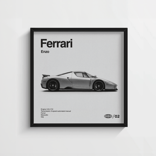 Sleek Black Enzo Ferrari Print poster for home office decor