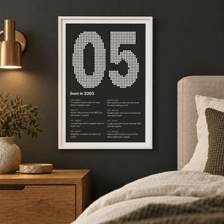 2005 print with the year built from cream dots above simple furniture at home
