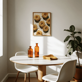 Fettuccine Print art print, beige and yellow, for cozy kitchen walls