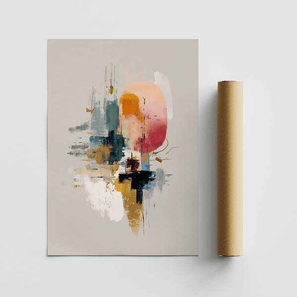 Colorful Poster Print showing multicolored accents in office wall art