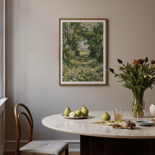 Impressionist Art Print suited for a calming entryway space with yellow and beige