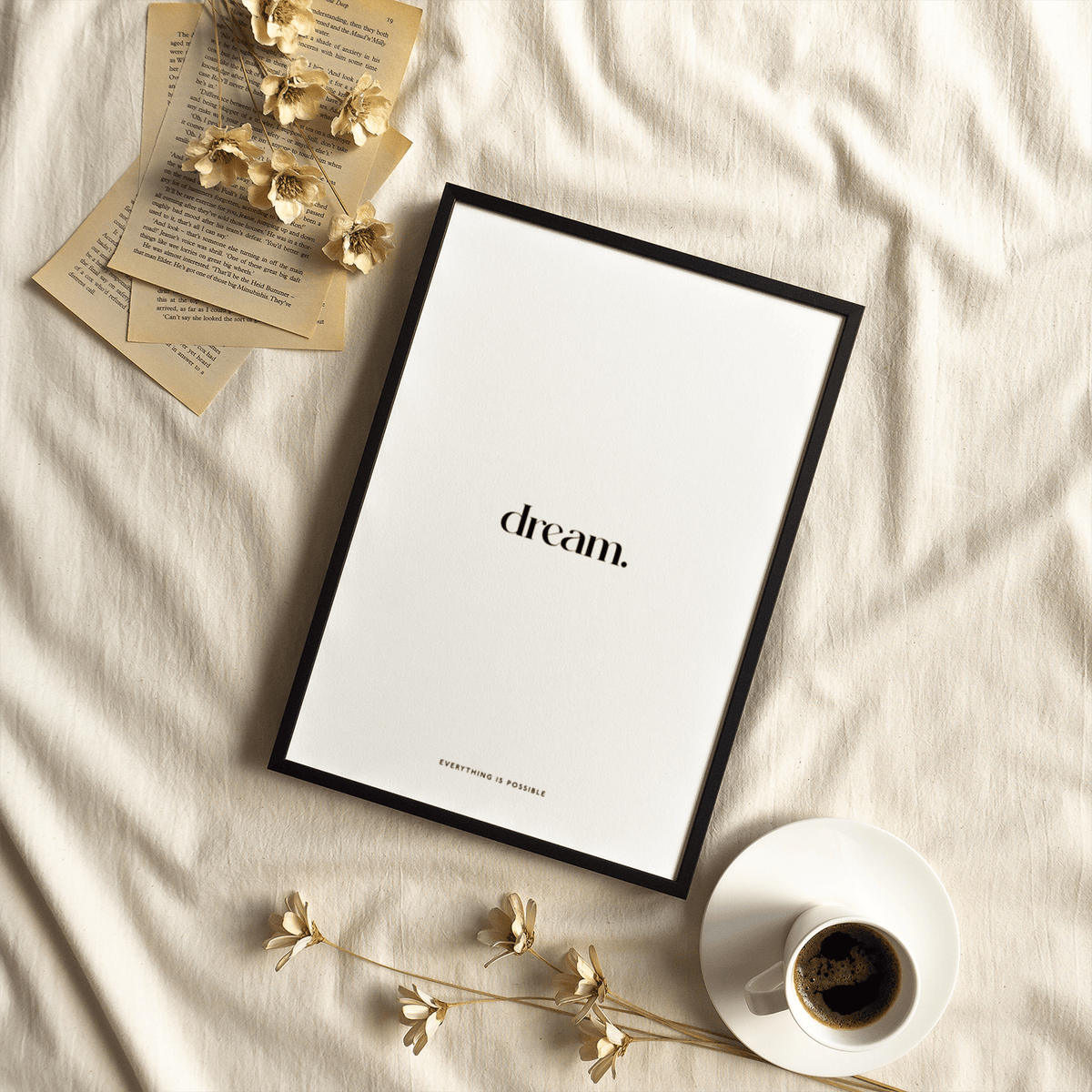 Personalised Quote Poster in white and black for bedroom art print