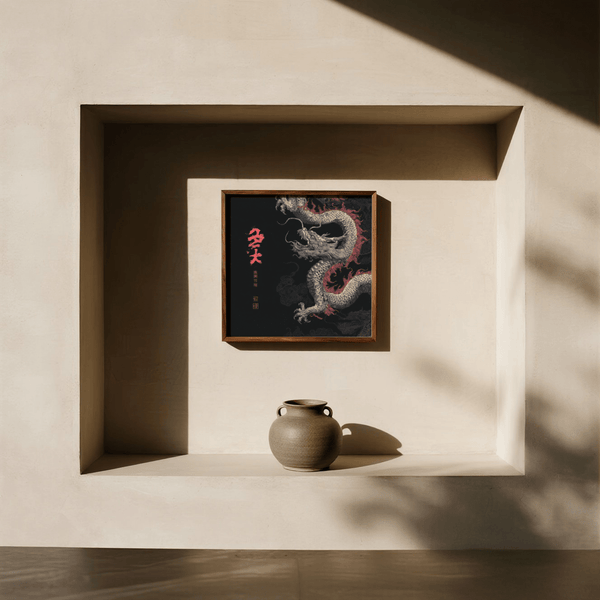 Dragon Poster in gray shades for office wall art