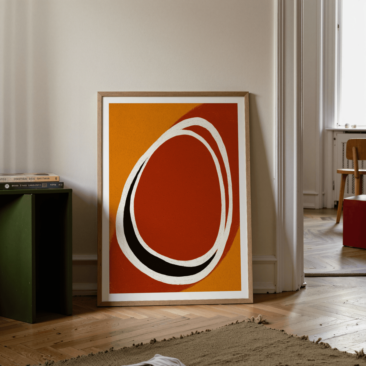 Modern Minimalist Art Print depicting overlapping rings on textured backdrop