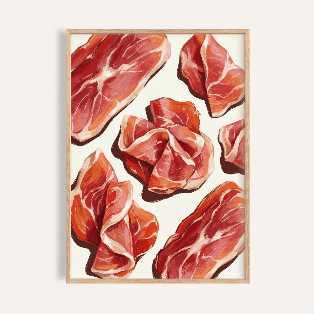 Parma Ham Poster in red and white colors for kitchen wall art