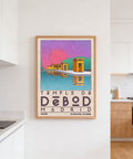 Geometric Madrid poster print with temple architecture and bottom typography