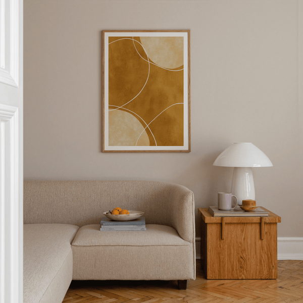 Minimalist Geometric Art Print featuring layered arcs and clean curved lines