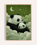Panda Nursery Wall Art for kids room, Green, Black, White, art print